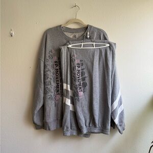 FP Movement by Free People Gray Graphic Sweatshirt Set